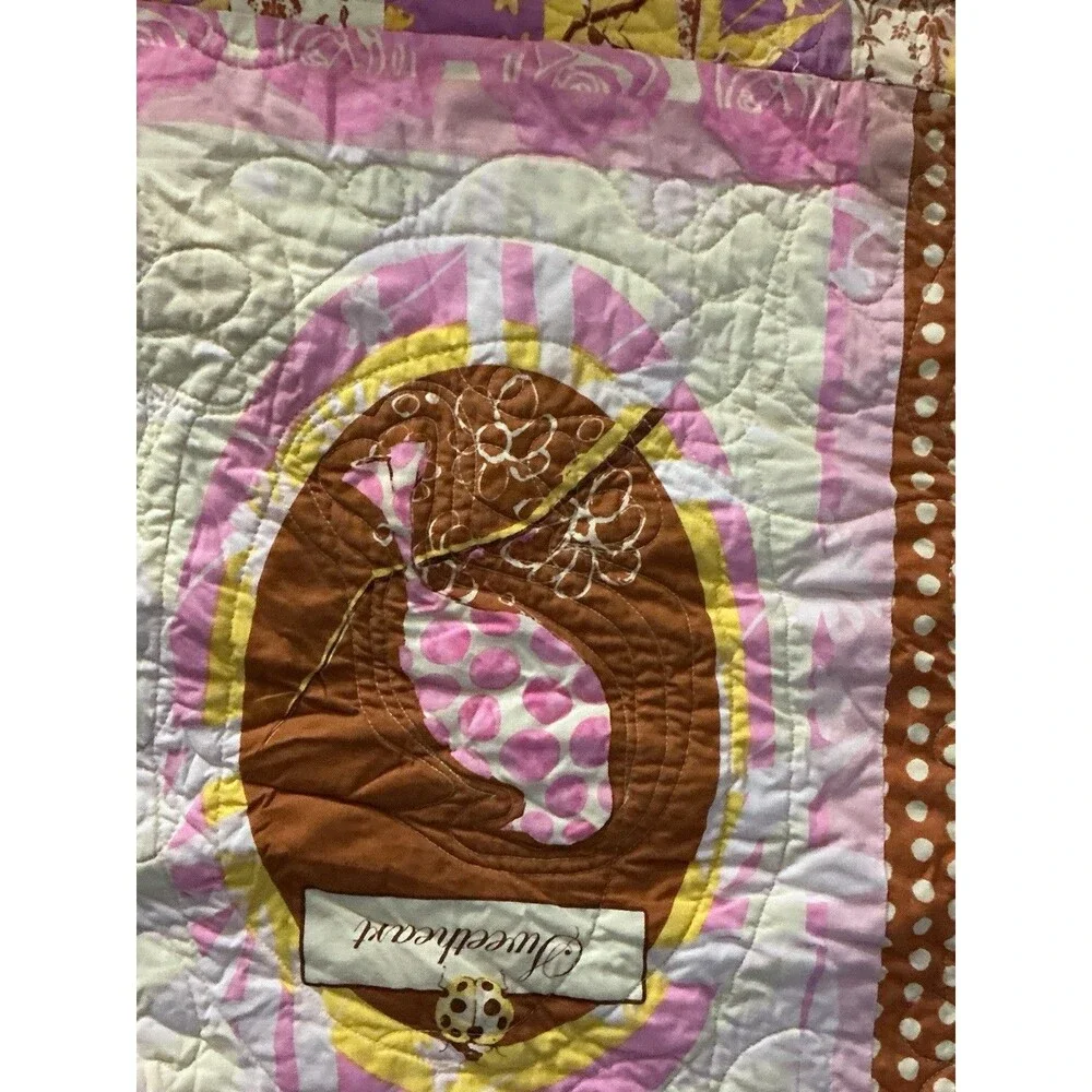 2009 Handmade Patchwork Quilt 86x74 Floral  Appliqué Machine Signed Quilted READ